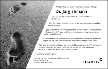 Traueranzeige von Dr. Jörg Ehmann 