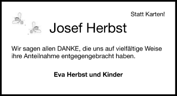 Traueranzeige von Josef Herbst 