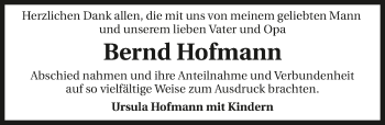 Traueranzeige von Bernd Hofmann 