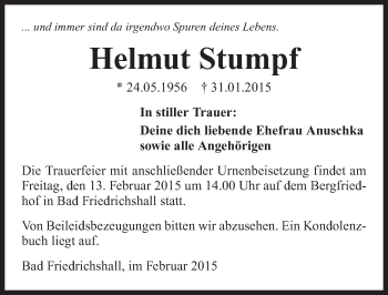 Traueranzeige von Helmut Stumpf 