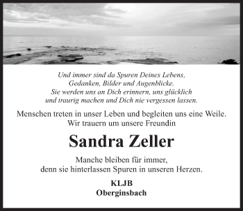 Traueranzeige von Sandra Zeller 