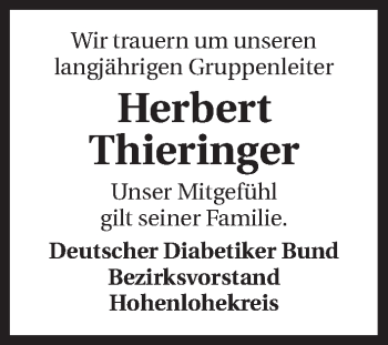 Traueranzeige von Herbert Thieringer 