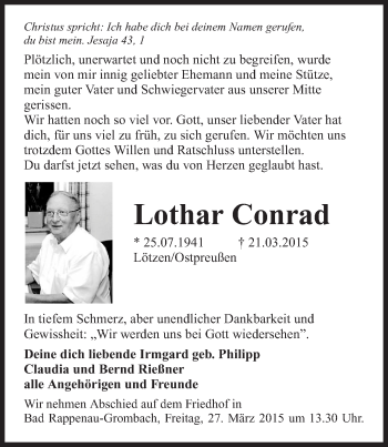 Traueranzeige von Lothar Conrad 