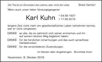 Traueranzeige von Karl Kuhn 