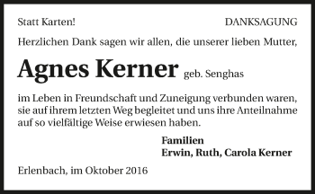 Traueranzeige von Agnes Kerner 