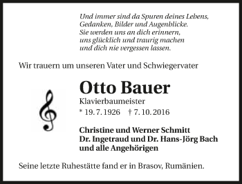 Traueranzeige von Otto Bauer 