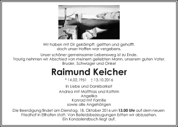 Traueranzeige von Raimund Keicher 