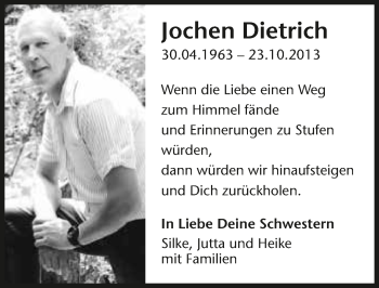 Traueranzeige von Jochen Dietrich 