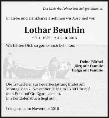 Traueranzeige von Lothar Beuthin 