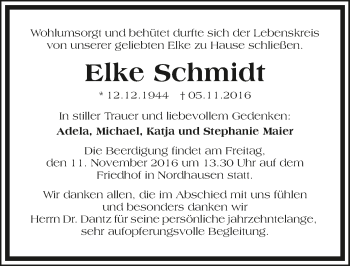 Traueranzeige von Elke Schmidt 