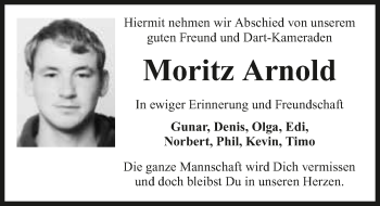 Traueranzeige von Moritz Arnold 