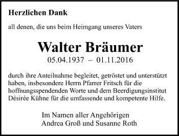 Traueranzeige von Walter Bräumer 