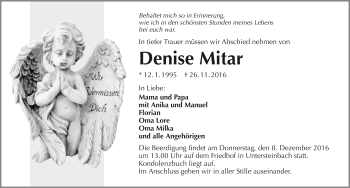 Traueranzeige von Denise Mitar 