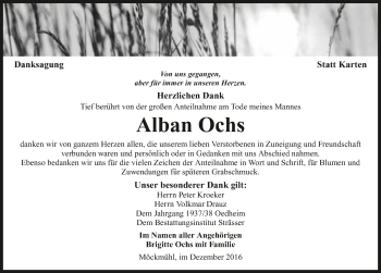 Traueranzeige von Alban Ochs 