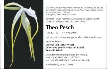 Traueranzeige von Theo Pesch 