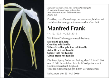 Traueranzeige von Manfred Frank 