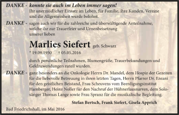 Traueranzeige von Marlies Siefert 