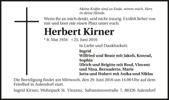 Traueranzeige von Herbert Kirner 