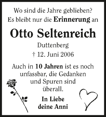 Traueranzeige von Otto Seltenreich 