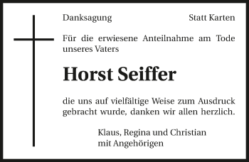 Traueranzeige von Horst Seiffer 