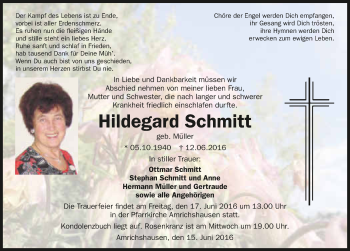 Traueranzeige von Hildegard Schmitt 
