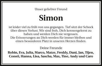 Traueranzeige von Simon Dietrich 