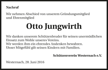 Traueranzeige von Otto Jungwirth 