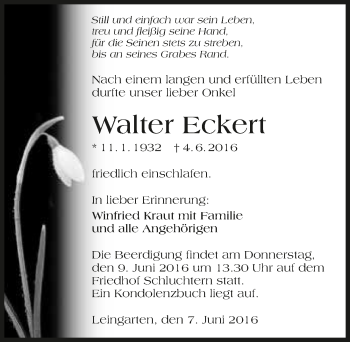 Traueranzeige von Walter Eckert 