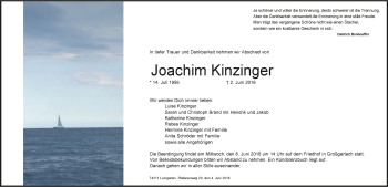 Traueranzeige von Joachim Kinzinger 