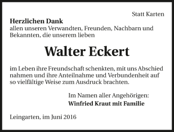 Traueranzeige von Walter Eckert 