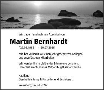 Traueranzeige von Martin Bernhardt 