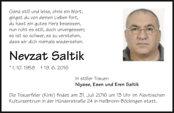 Traueranzeige von Nevzat Saltik 