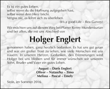 Traueranzeige von Holger Englert 