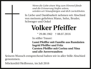 Traueranzeige von Volker Pfeiffer 