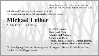 Traueranzeige von Michael Leiher 