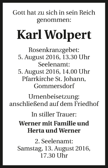 Traueranzeige von Karl Wolpert 