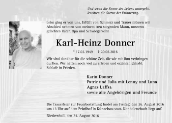 Traueranzeige von Karl-Heinz Donner 