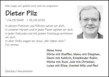 Traueranzeige von Dieter Pilz 