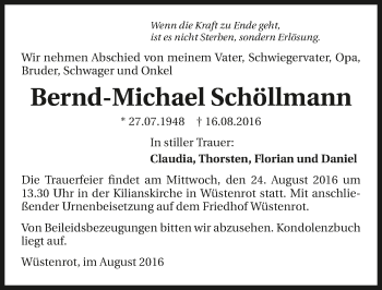 Traueranzeige von Bernd-Michael Schöllmann 
