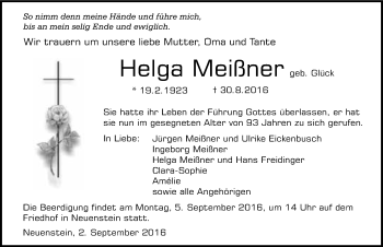 Traueranzeige von Helga Meißner 