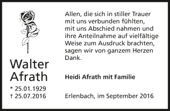 Traueranzeige von Walter Afrath 