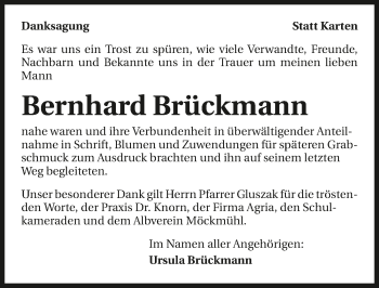 Traueranzeige von Bernhard Brückmann 