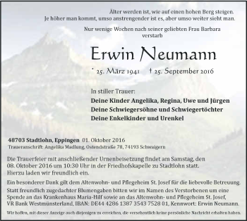 Traueranzeige von Erwin Neumann 