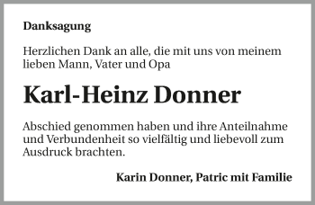 Traueranzeige von Karl-Heinz Donner 