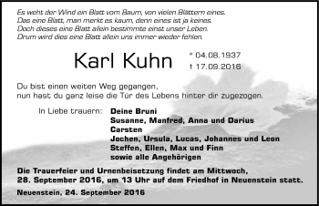 Traueranzeige von Karl Kuhn 