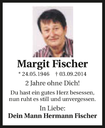 Traueranzeige von Margit Fischer 