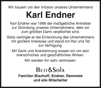 Traueranzeige von Karl Endner 