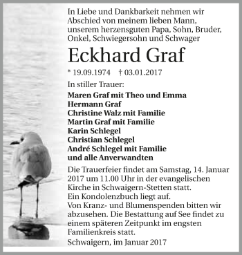 Traueranzeige von Eckhard Graf 