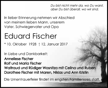 Traueranzeige von Eduard Fischer 