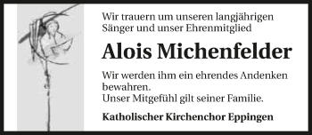 Traueranzeige von Alois Michenfelder 